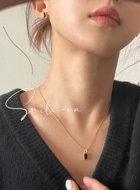 韩国黑玛瑙925925纯银锁骨链