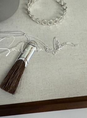 韩国进口S925纯银老钱风设计毛刷流苏长款时尚坦克链项链毛衣链