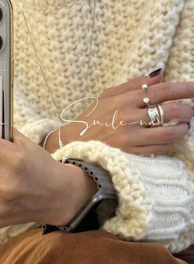 韩国进口小众设计款925纯银U型开口简约时尚戒指指环