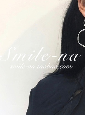 韩国进口纯银不规则拼接夸张耳圈