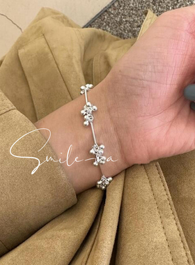 韩国进口小众设计S925纯银葡萄串银珠气质手链小众冷淡风手环女