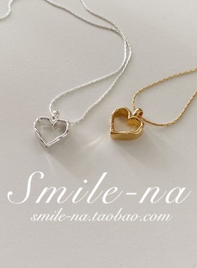 韩国锁骨链爱心925纯银镂空