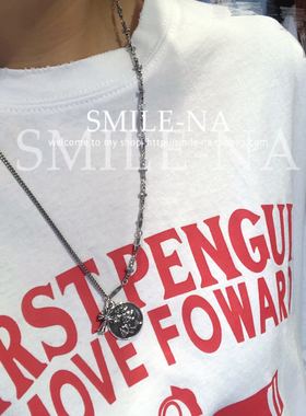 东大门纯银复古做旧镶钻长不规则