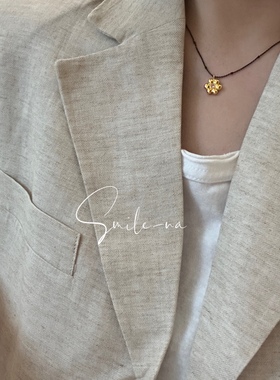 镀金法式花朵锁骨链小众925纯银