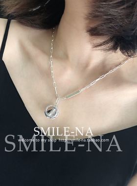 韩国进口ins设计师款女圆牌项链