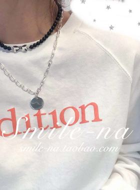 韩国进口925纯银磨砂女吊坠项链