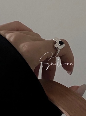 桃心设计款指环黑玛瑙韩国