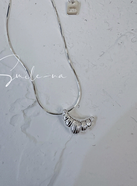韩国进口小众设计S925纯银牛角包蛇骨项链女时尚百搭锁骨链颈链