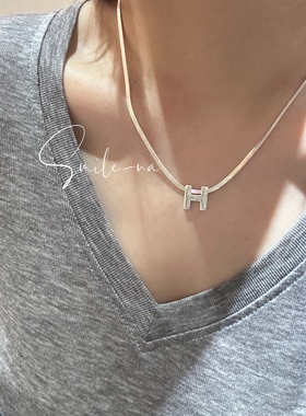 字母链子925纯银吊坠项链