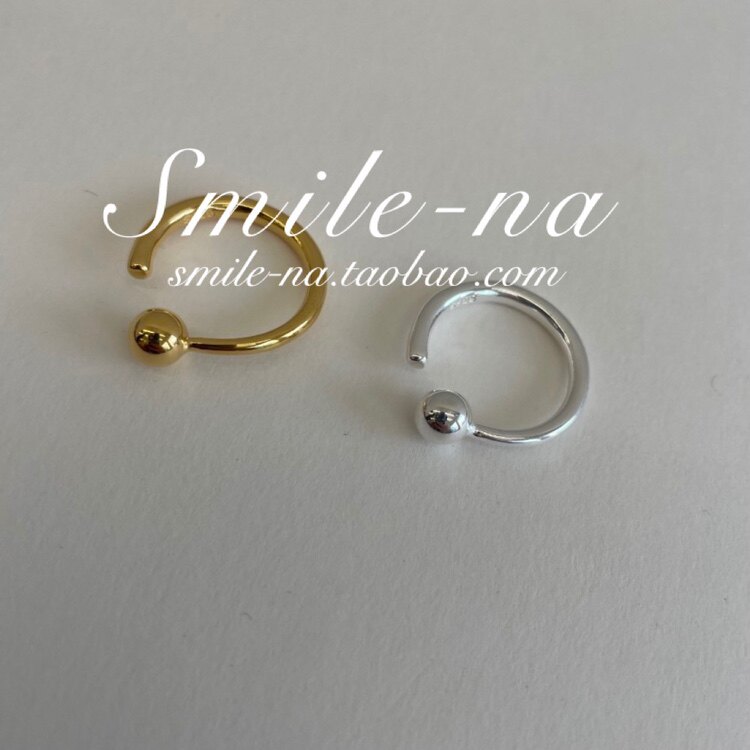 韩国小众进口925纯银开口球球 圆球半圈简约时尚大方戒指 指环