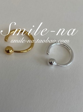 韩国进口925纯银球球半圈戒指