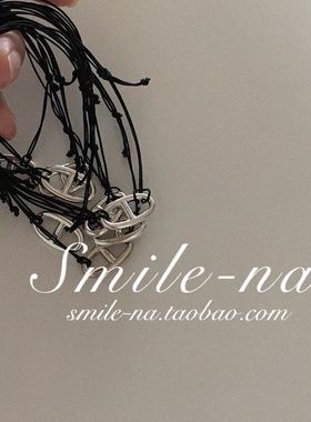 纯银猪鼻子吊坠手绳时尚情侣手环