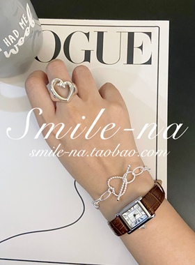 韩国进口小众设计款桃心夸张戒指