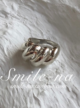 韩国东大门进口设计款925纯银螺纹圈螺纹圈宽版质感指环戒指