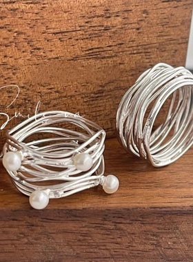 天然韩国珍珠戒指925纯银