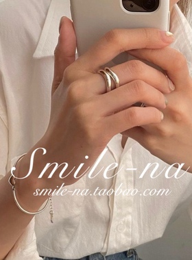 韩国进口925纯银实心弧线戒指