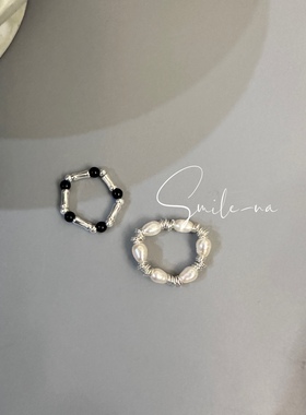 戒指925纯银弹力指环淡水珍珠