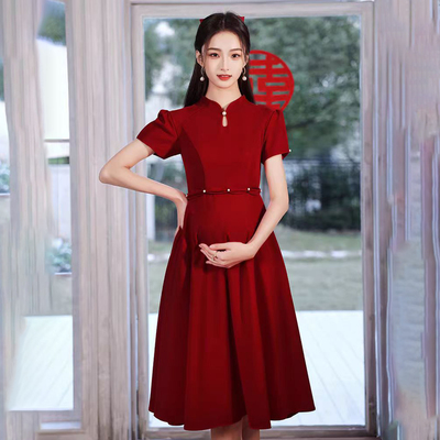 孕妇敬酒服新娘高腰结婚小礼服裙