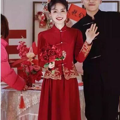 结婚敬酒服新娘订婚小礼服套装裙
