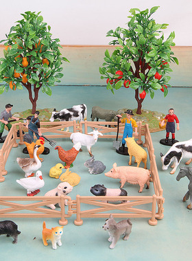 仿真动物模型沙盘儿童玩具幼儿园摆件农场小马儿蛋糕摆件家畜家禽