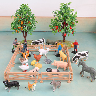 仿真动物模型沙盘儿童玩具幼儿园摆件农场小马儿蛋糕摆件家畜家禽