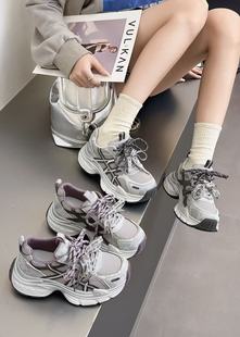 高鹏网面厚底老爹鞋女2026网红同款复古百搭轻便舒适休闲运动潮鞋