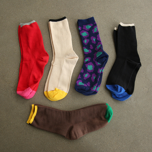 新品 店秋季 青年日常搭配潮流棉中筒拼色袜子 1男装 SOUTHPAW