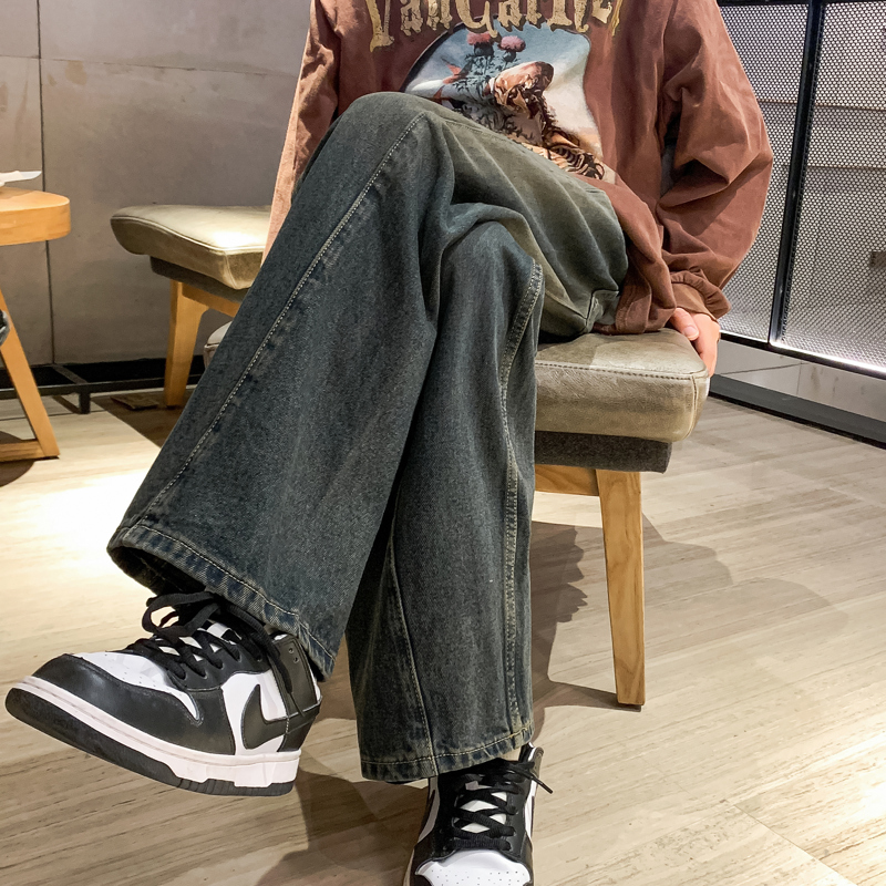 秋冬ins潮宽松百搭阔腿直筒牛仔裤棉BAA6092M-2XLP60控79，男装牛仔裤，星座1104-1