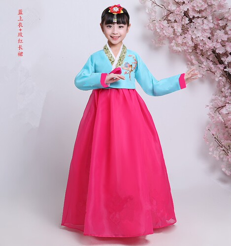 儿童演出服韩版小孩传统古装女童改良韩服女宝宝朝鲜族童装国庆节