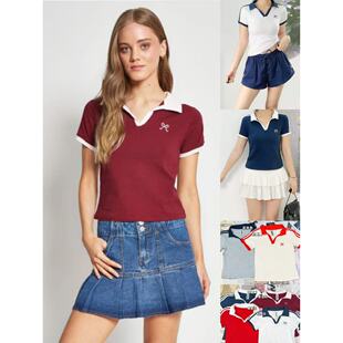 04.18新品 INDEX 95棉美式学院风减龄休闲撞色百搭显瘦POLO衫上衣