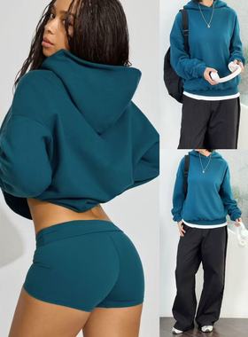 01.07新品 加拿大gar*ge美式慵懒风减龄连帽套头宽松秋冬薄绒卫衣