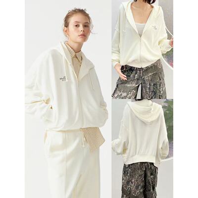 减龄宽松日常休闲拉链连帽卫衣