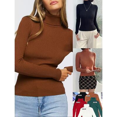 高领贴肤百搭修身针织打底上衣