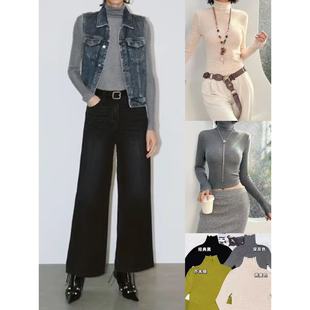 呦R 针织长袖 羊毛混纺 薄款 纯色基础打底上衣 高领修身 12.20新品