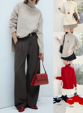 12.06新品 瑞典单 羊毛混纺~复古高领设计宽松休闲百搭针织毛衣