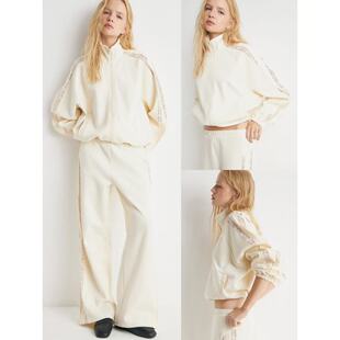 子蕾丝拼接宽松卫衣外套 松弛感拉链翻领袖 03.25新品 俄潮牌LIME