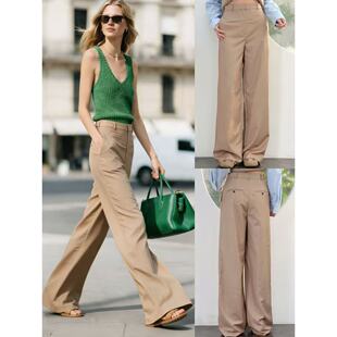 复古老钱风通勤简约休闲百搭直筒高腰阔腿裤 01.28新品 瑞典单