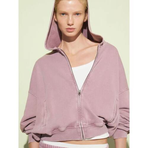 100棉重工水洗休闲连帽拉链卫衣