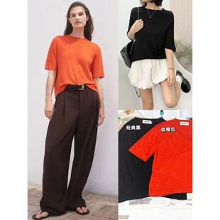 03.11新品 老钱风极简纯色宽松圆领套头休闲百搭针织上衣 茫GO