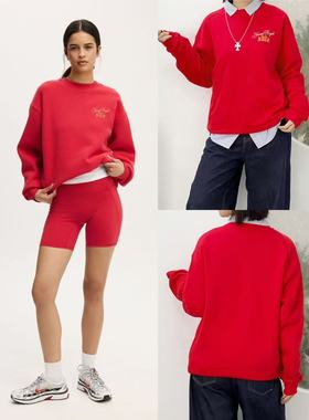 12.17新品 澳洲cot*on 喜气拉满盛典红基础圆领宽松休闲百搭卫衣