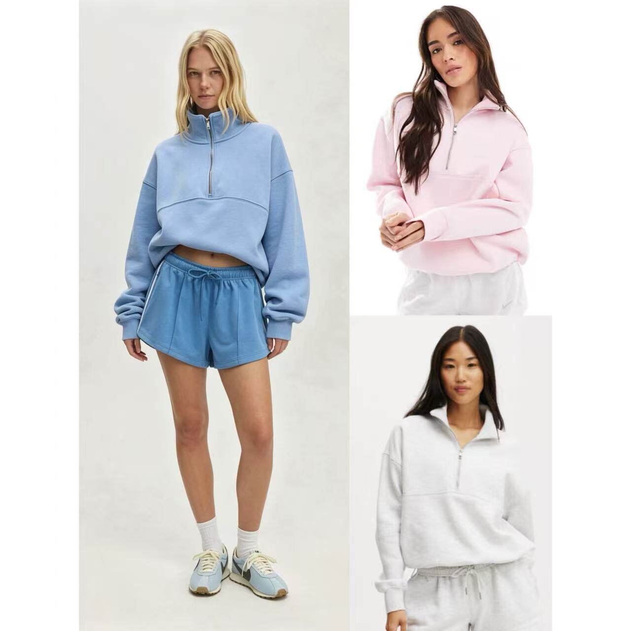 09.23新品 澳洲BODY 秋冬学院风抽绳半开襟拉链宽松休闲百搭卫衣