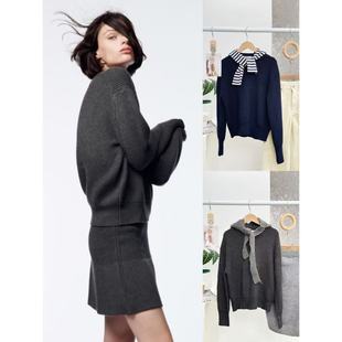 12.10新品 日系侘寂风高级基础圆领套头宽松纯色针织毛衣 西班牙Z