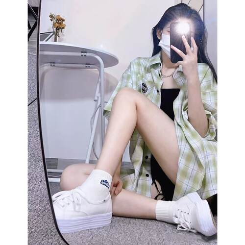 郑秀晶同款厚底韩风休闲帆布鞋
