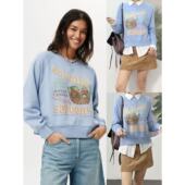 on美式 12.06新品 澳洲cot 创意蔬菜水果图案宽松休闲运动圆领卫衣