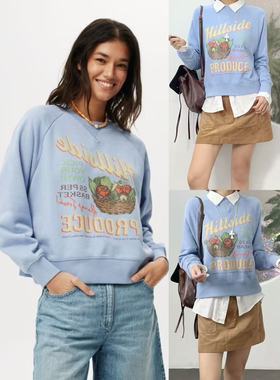 12.06新品 澳洲cot*on美式创意蔬菜水果图案宽松休闲运动圆领卫衣