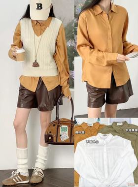 11.22新品 RE 日系慵懒风复古莫兰迪色系极简宽松百搭衬衫~纯棉