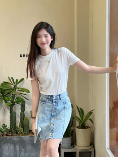 OOhome新品 B艾穆 te价~人手一件的存在 日常百搭圆领纯白短袖女