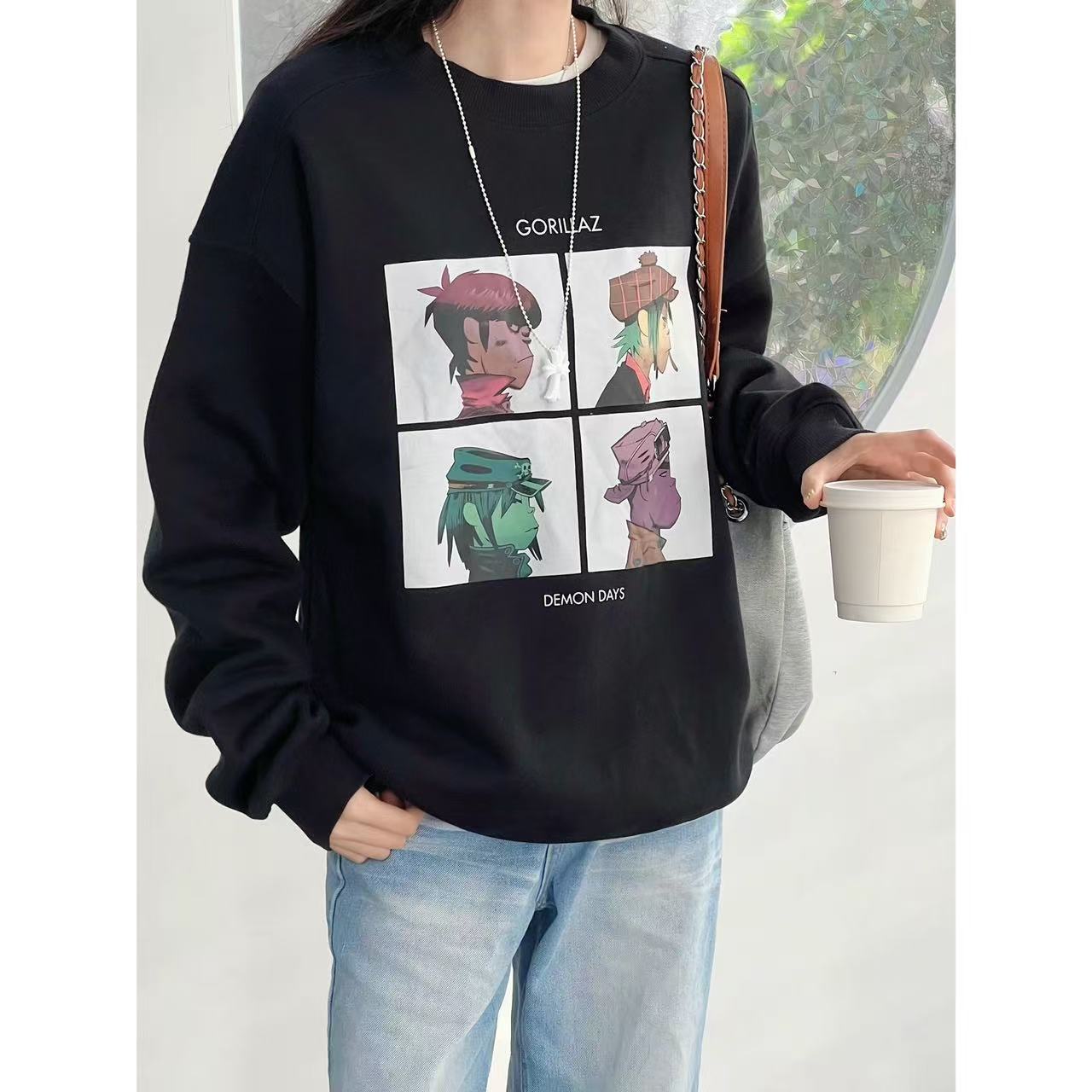 英国虚拟街头顽童宽松圆领卫衣