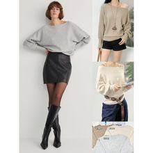 12.06新品 rese*ved老钱风慵懒软糯纯色极简圆领收腰百搭针织上衣