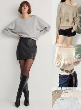 12.06新品 rese*ved老钱风慵懒软糯纯色极简圆领收腰百搭针织上衣